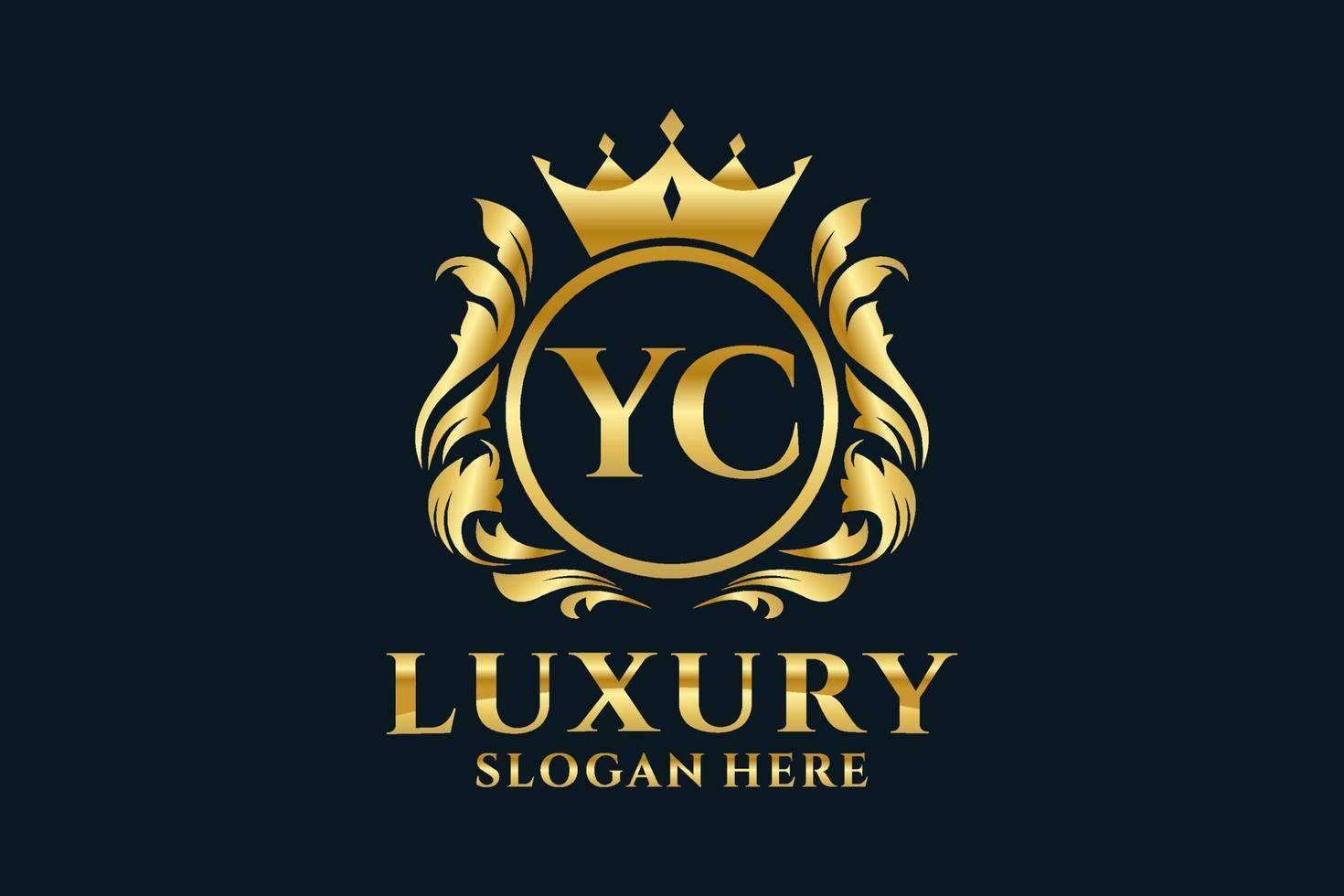 Initial YC Letter Royal Luxury Logo template in vector art for luxurious branding projects and other vector illustration.