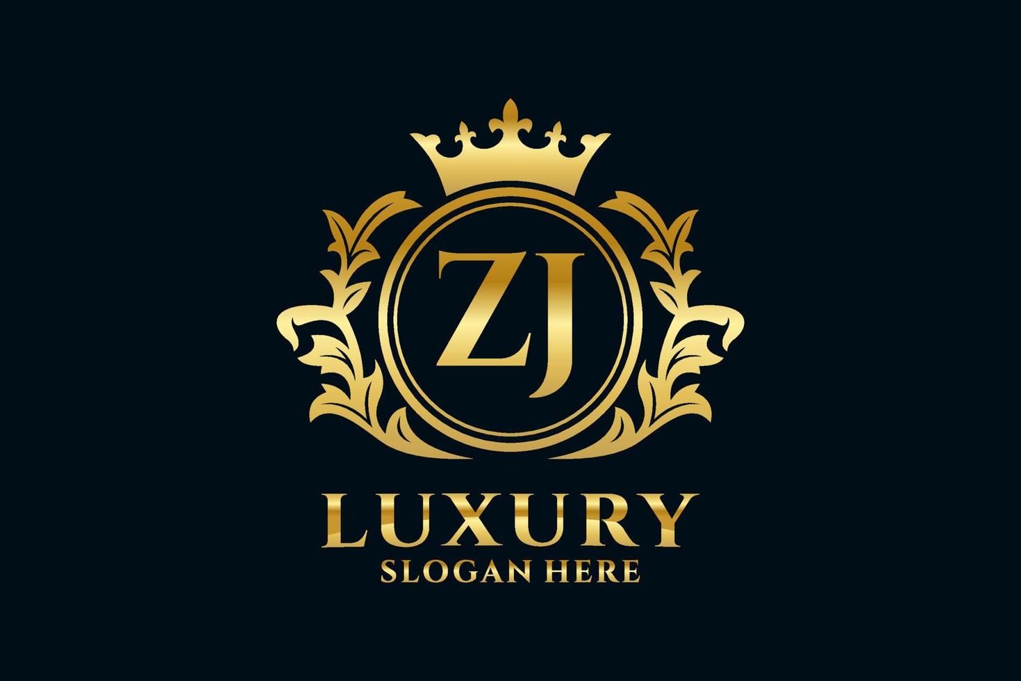 Initial ZJ Letter Royal Luxury Logo template in vector art for luxurious branding projects and other vector illustration.