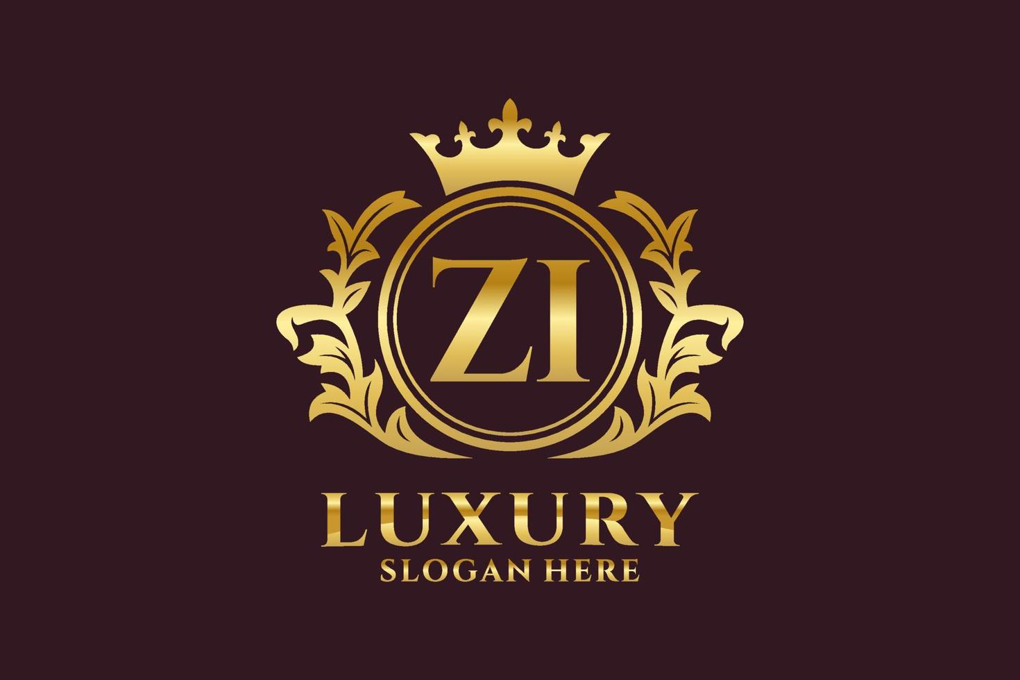 Initial ZI Letter Royal Luxury Logo template in vector art for luxurious branding projects and other vector illustration.