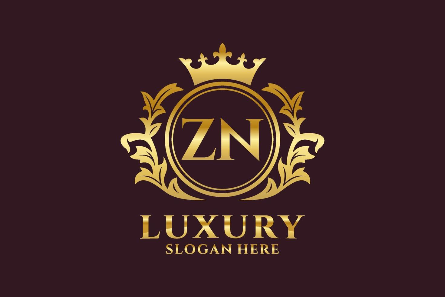 plantilla de logotipo de lujo real con letra zn inicial en arte vectorial para proyectos de marca de lujo y otras ilustraciones vectoriales. vector