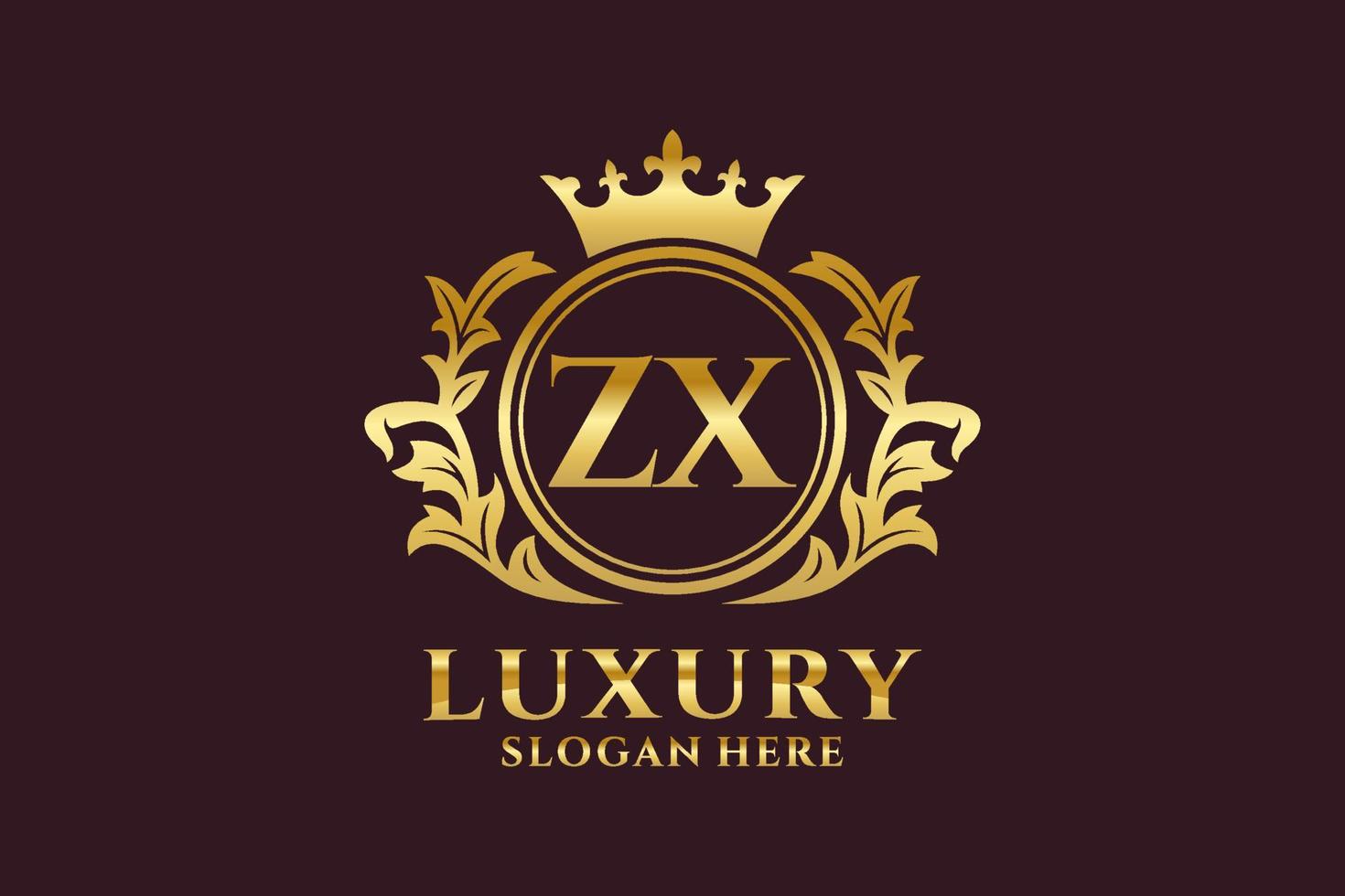 Initial ZX Letter Royal Luxury Logo template in vector art for luxurious branding projects and other vector illustration.