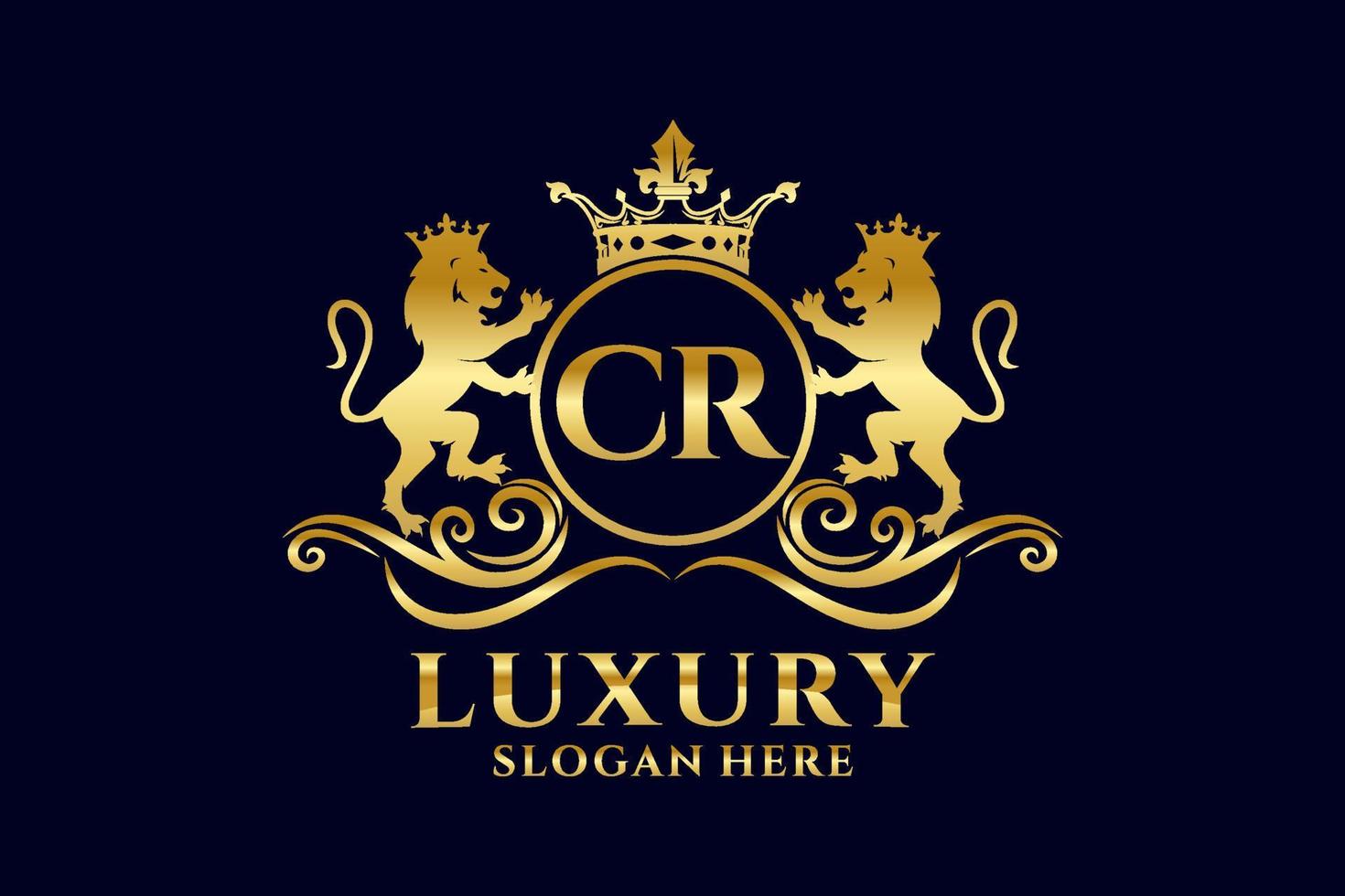 Initial CR Letter Lion Royal Luxury Logo template in vector art for luxurious branding projects and other vector illustration.