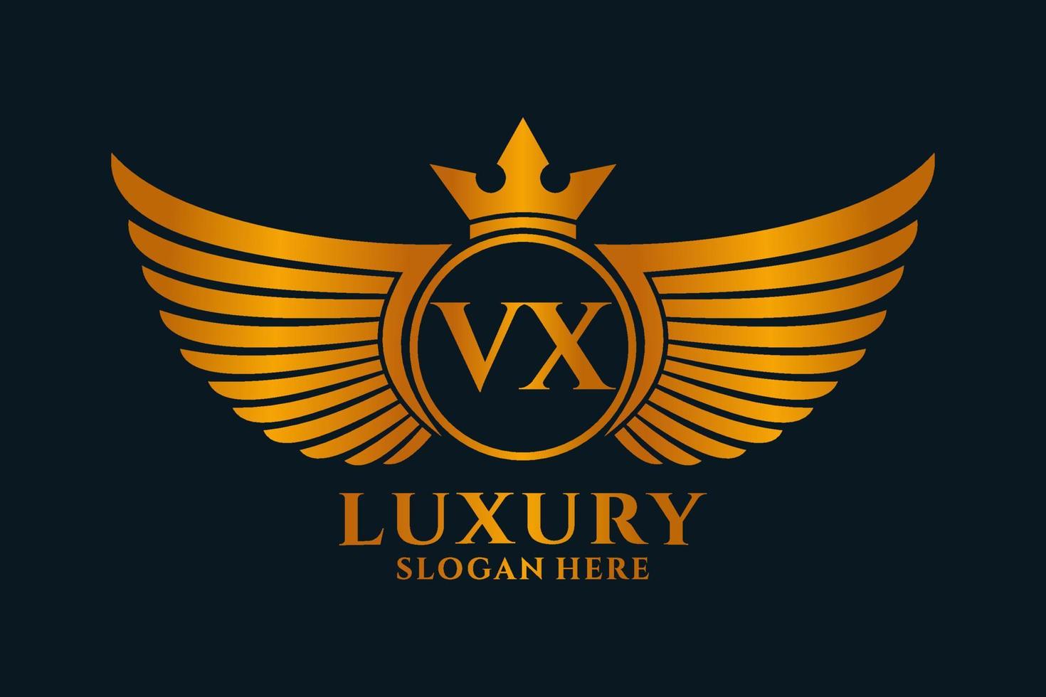 Luxury royal wing Letter VX crest Gold color Logo vector, Victory logo, crest logo, wing logo, vector logo template.