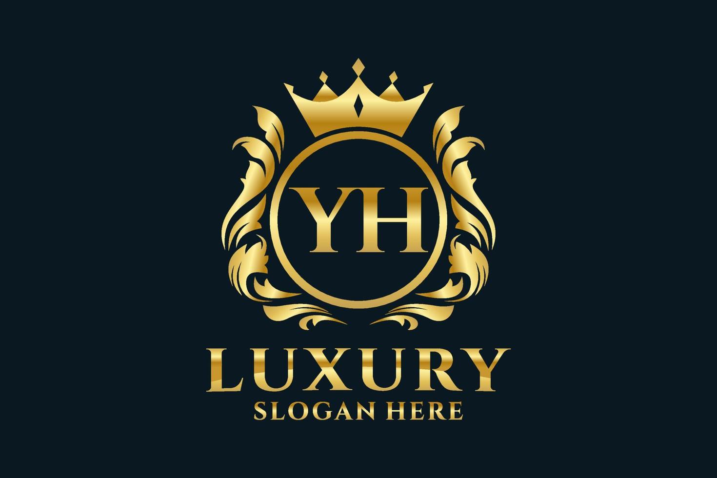 Initial YH Letter Royal Luxury Logo template in vector art for luxurious branding projects and other vector illustration.