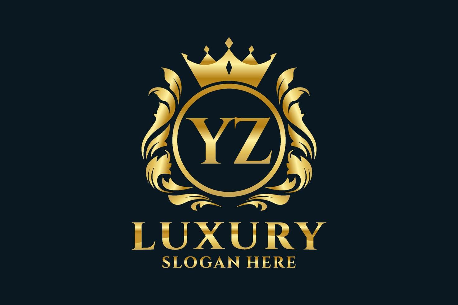 Initial YZ Letter Royal Luxury Logo template in vector art for luxurious branding projects and other vector illustration.