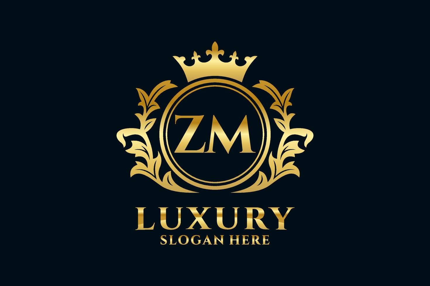 Initial ZM Letter Royal Luxury Logo template in vector art for luxurious branding projects and other vector illustration.