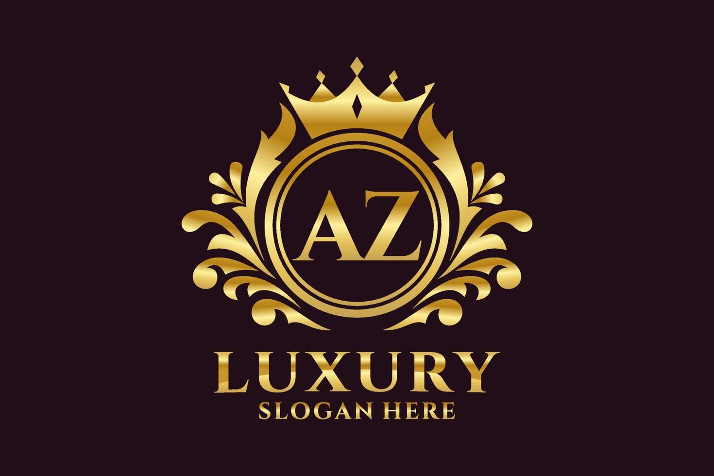 Initial AZ Letter Royal Luxury Logo template in vector art for luxurious branding projects and other vector illustration.
