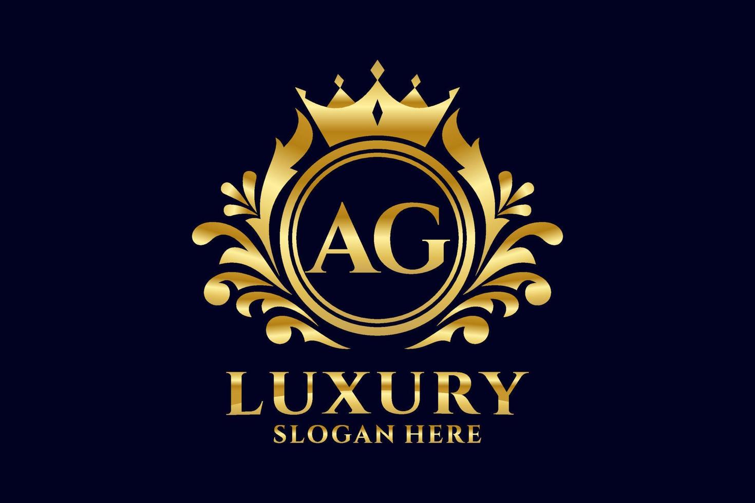 Initial AG Letter Royal Luxury Logo template in vector art for luxurious branding projects and other vector illustration.