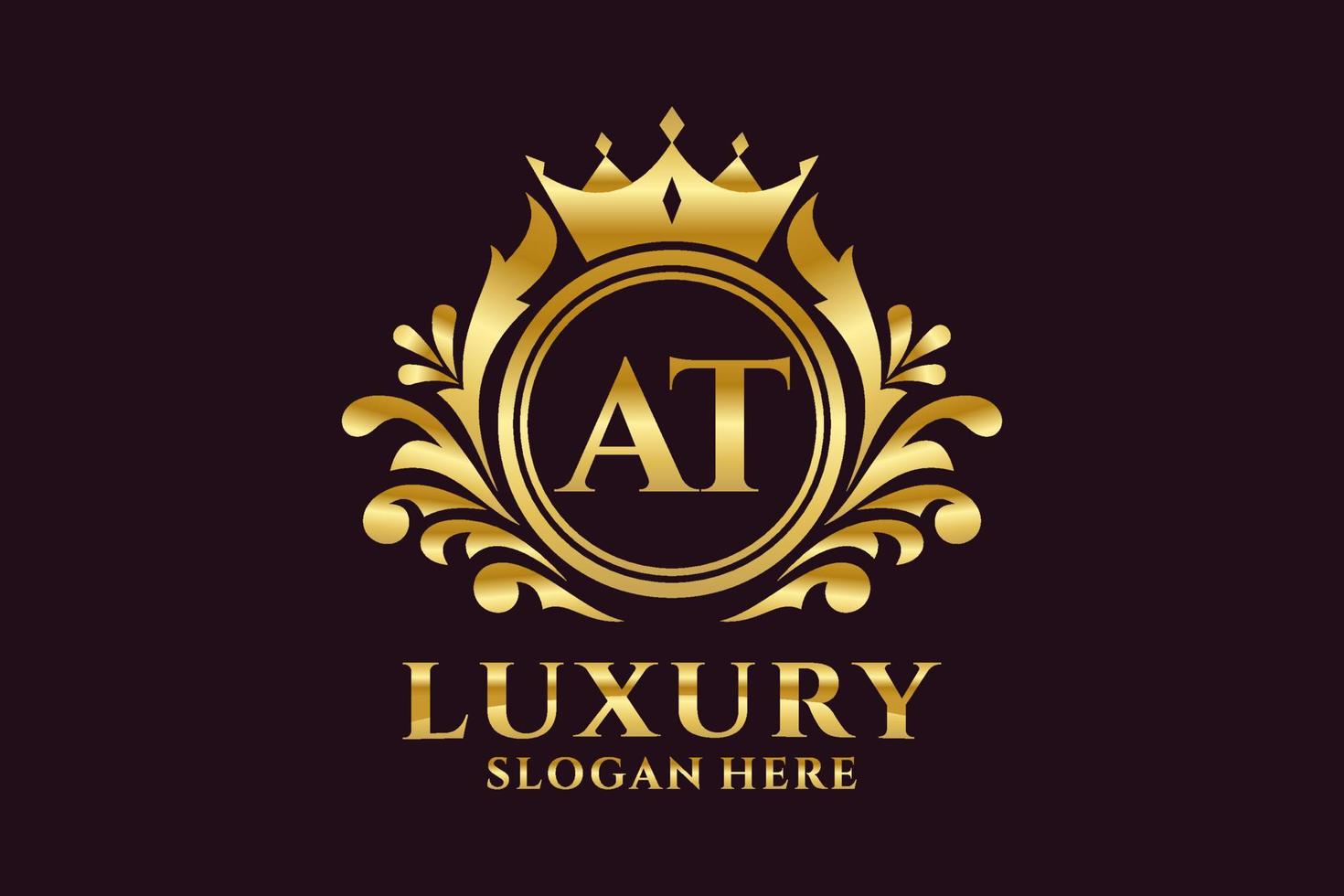 Initial AT Letter Royal Luxury Logo template in vector art for luxurious branding projects and other vector illustration.