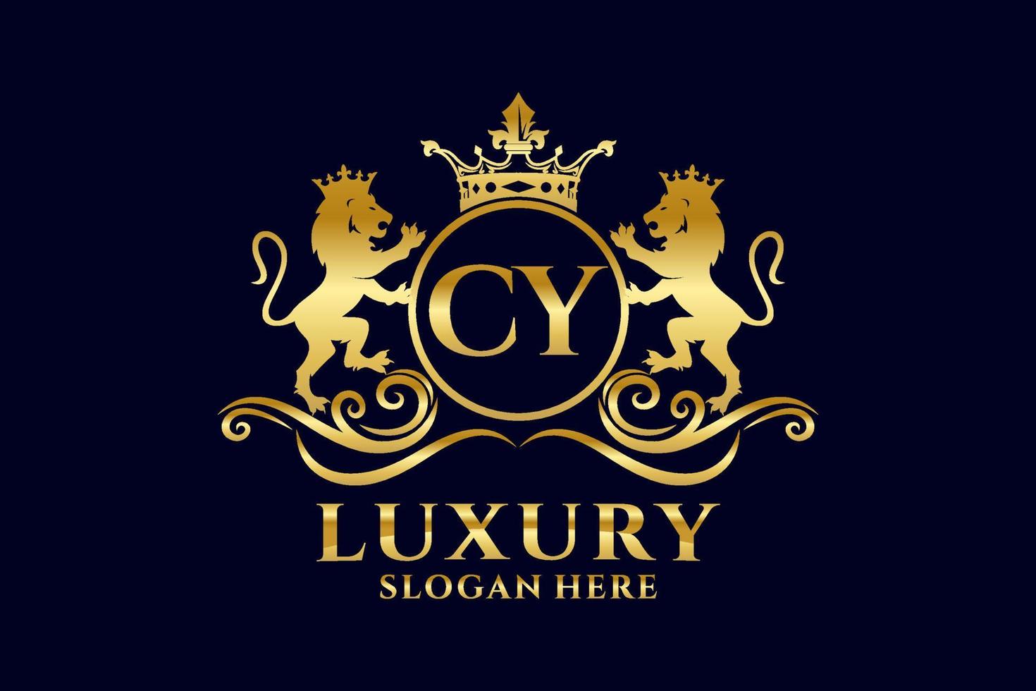 Initial CY Letter Lion Royal Luxury Logo template in vector art for luxurious branding projects and other vector illustration.