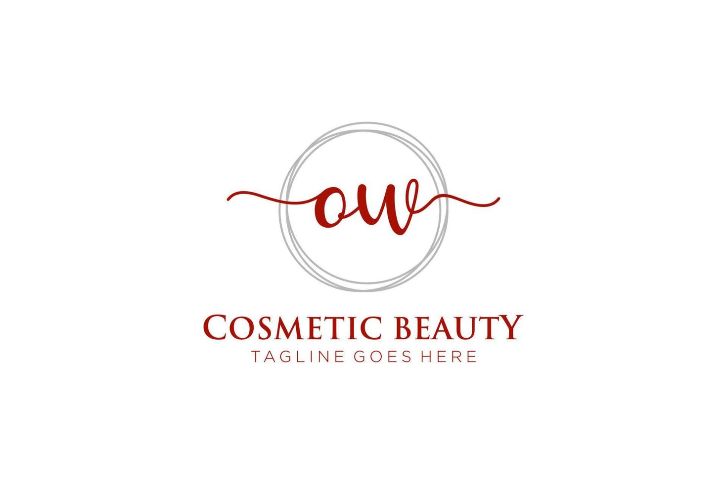 initial OW Feminine logo beauty monogram and elegant logo design, handwriting logo of initial signature, wedding, fashion, floral and botanical with creative template. vector