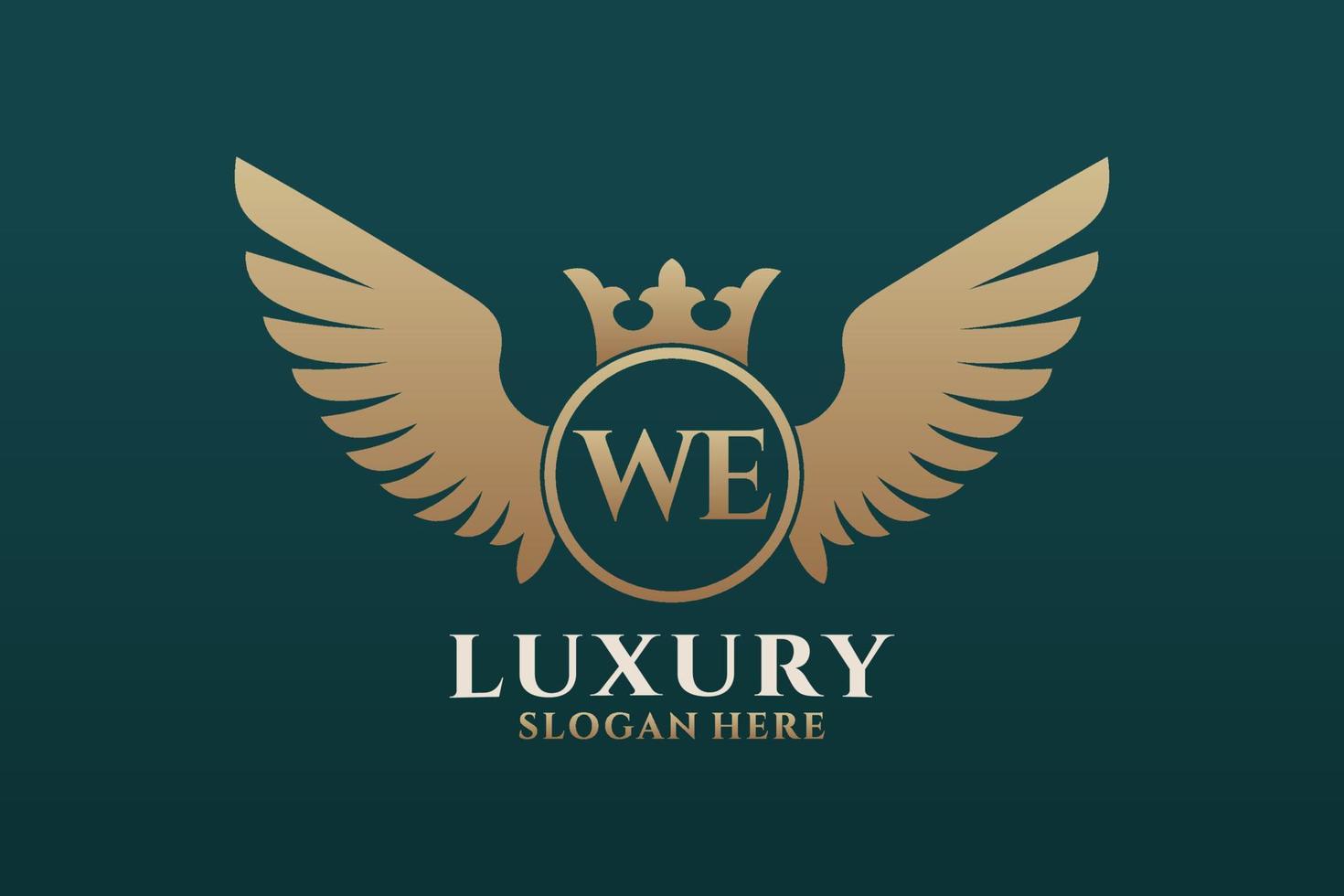 Luxury royal wing Letter WE crest Gold color Logo vector, Victory logo, crest logo, wing logo, vector logo template.