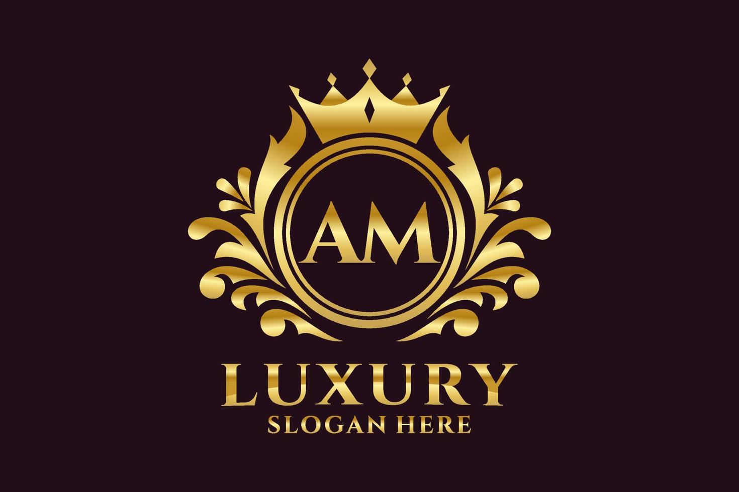 Initial AM Letter Royal Luxury Logo template in vector art for luxurious branding projects and other vector illustration.