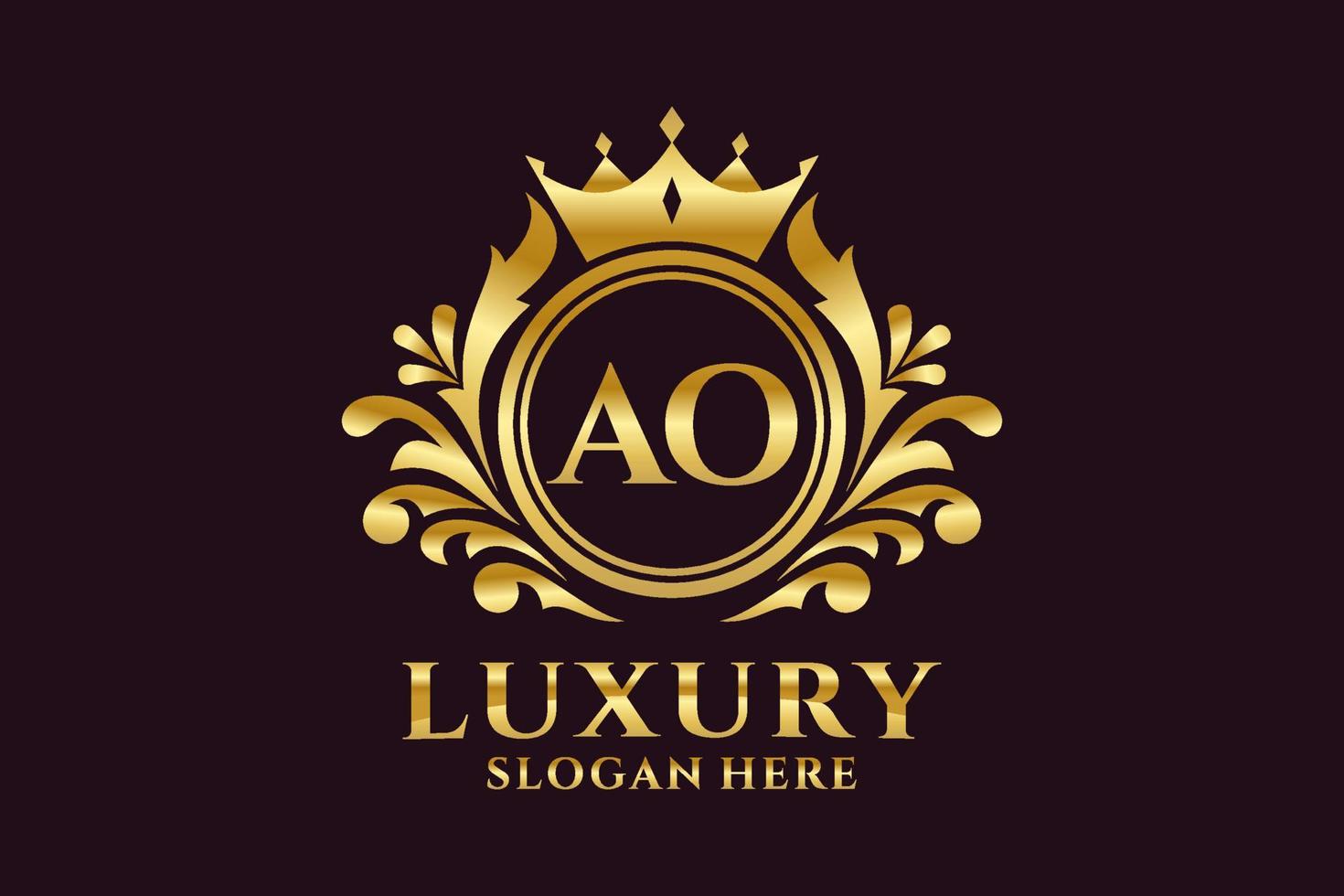 Initial AO Letter Royal Luxury Logo template in vector art for luxurious branding projects and other vector illustration.