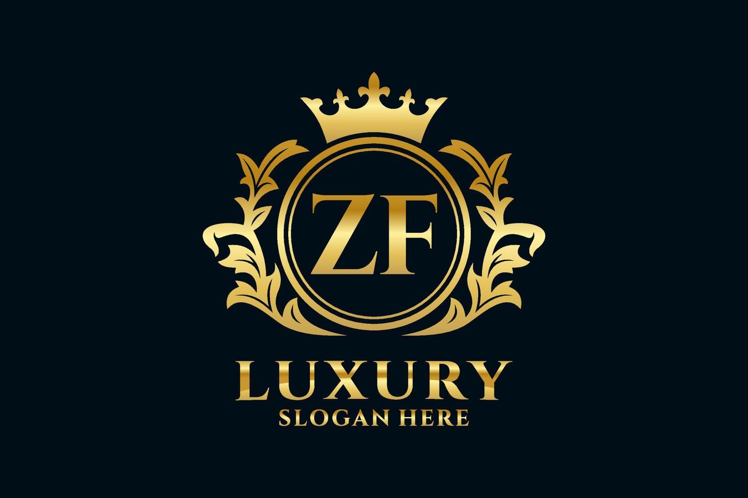 Initial ZF Letter Royal Luxury Logo template in vector art for luxurious branding projects and other vector illustration.