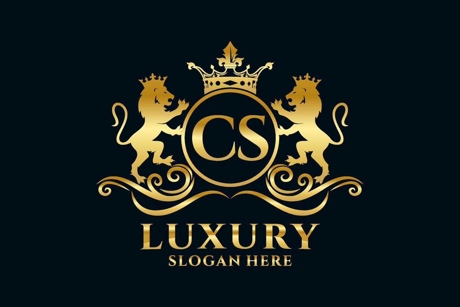 Initial CS Letter Lion Royal Luxury Logo template in vector art for luxurious branding projects and other vector illustration.