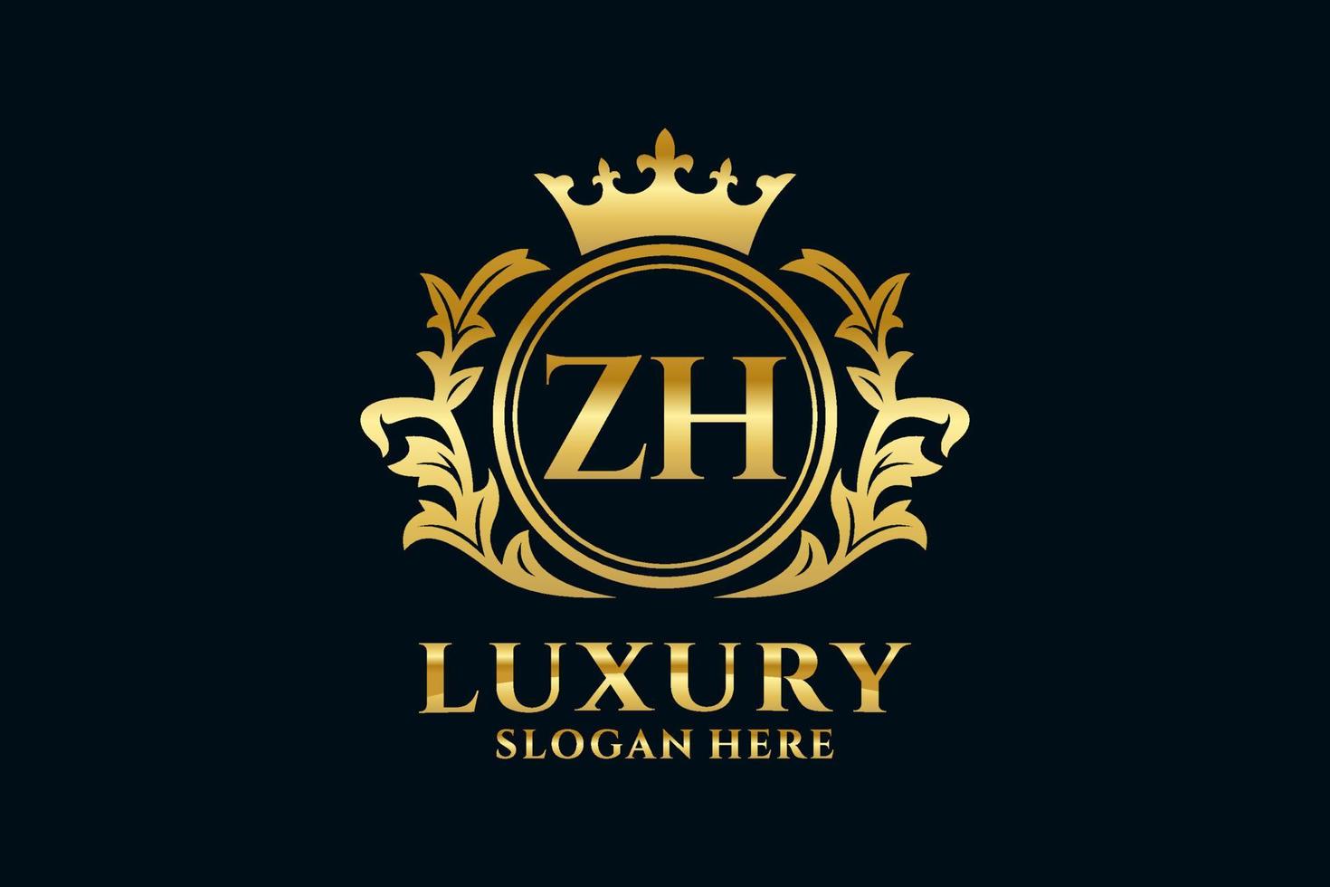 Initial ZH Letter Royal Luxury Logo template in vector art for luxurious branding projects and other vector illustration.