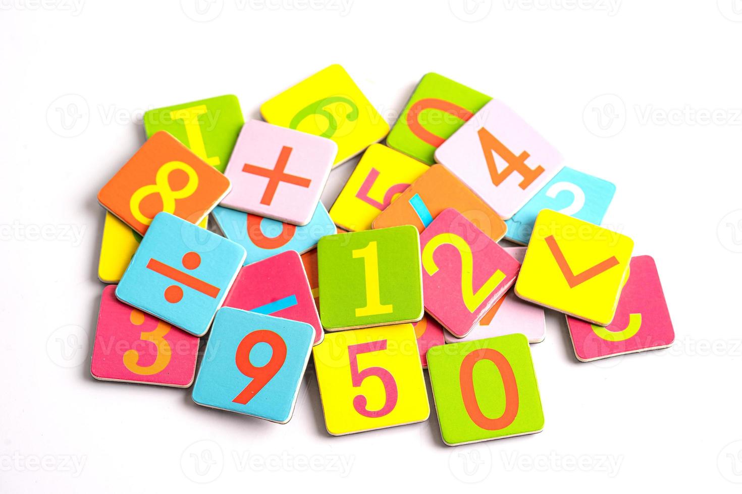 Math number colorful on white background, education study mathematics learning teach concept. photo