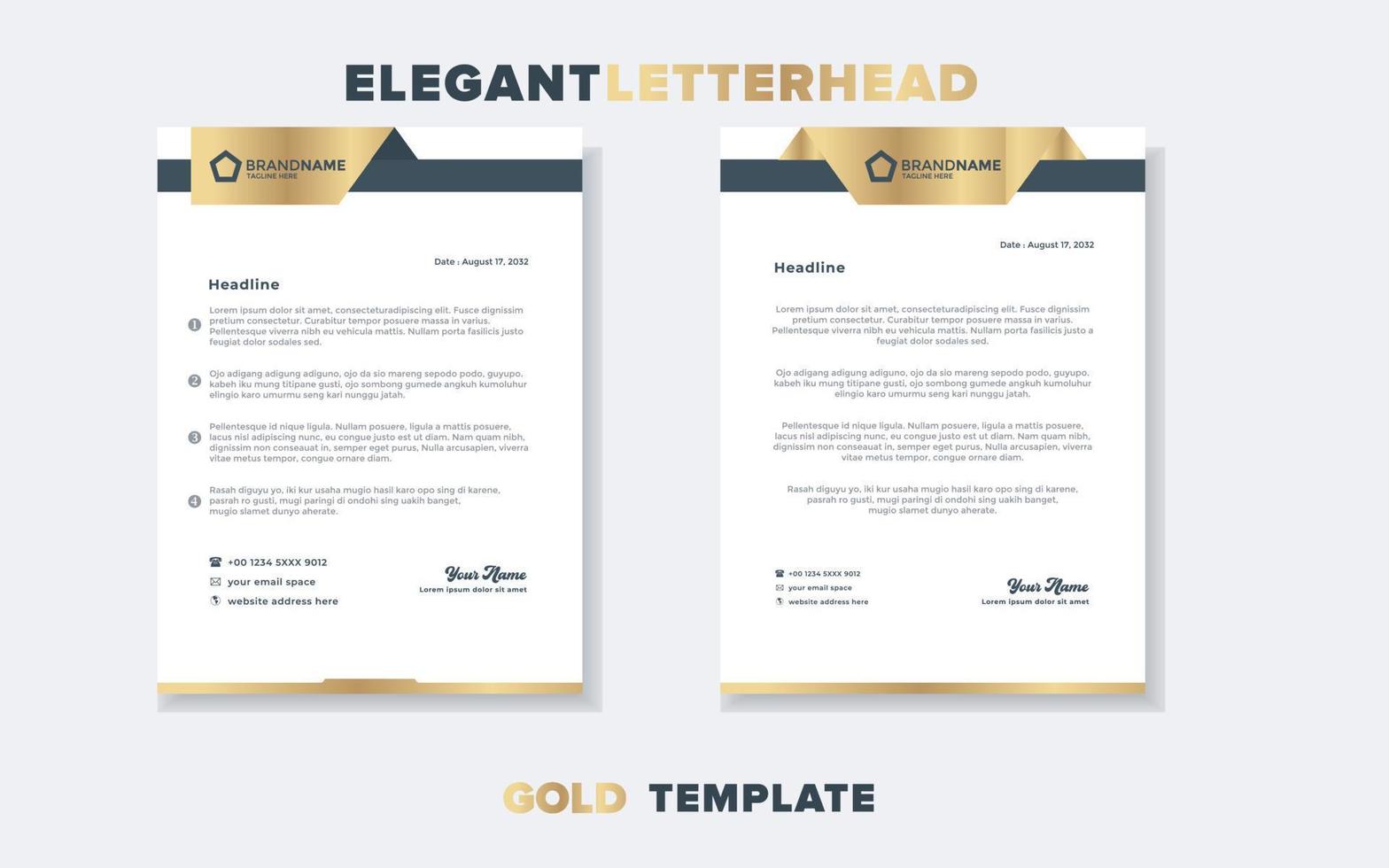 luxury golden letterhead design template for stationary for business corporation editable format vector