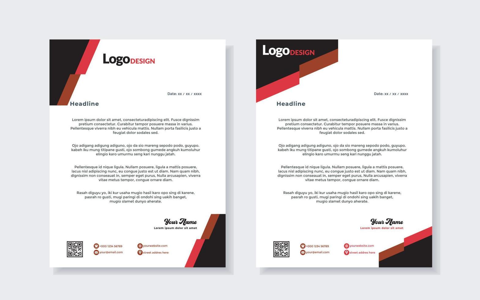 set of modern letterhead template for stationery design all business corporate company. vector format editable A4. for download.