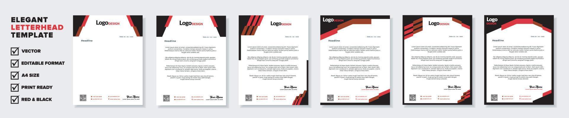 set of modern letterhead template for stationery design all business corporate company. vector format editable A4. for download.