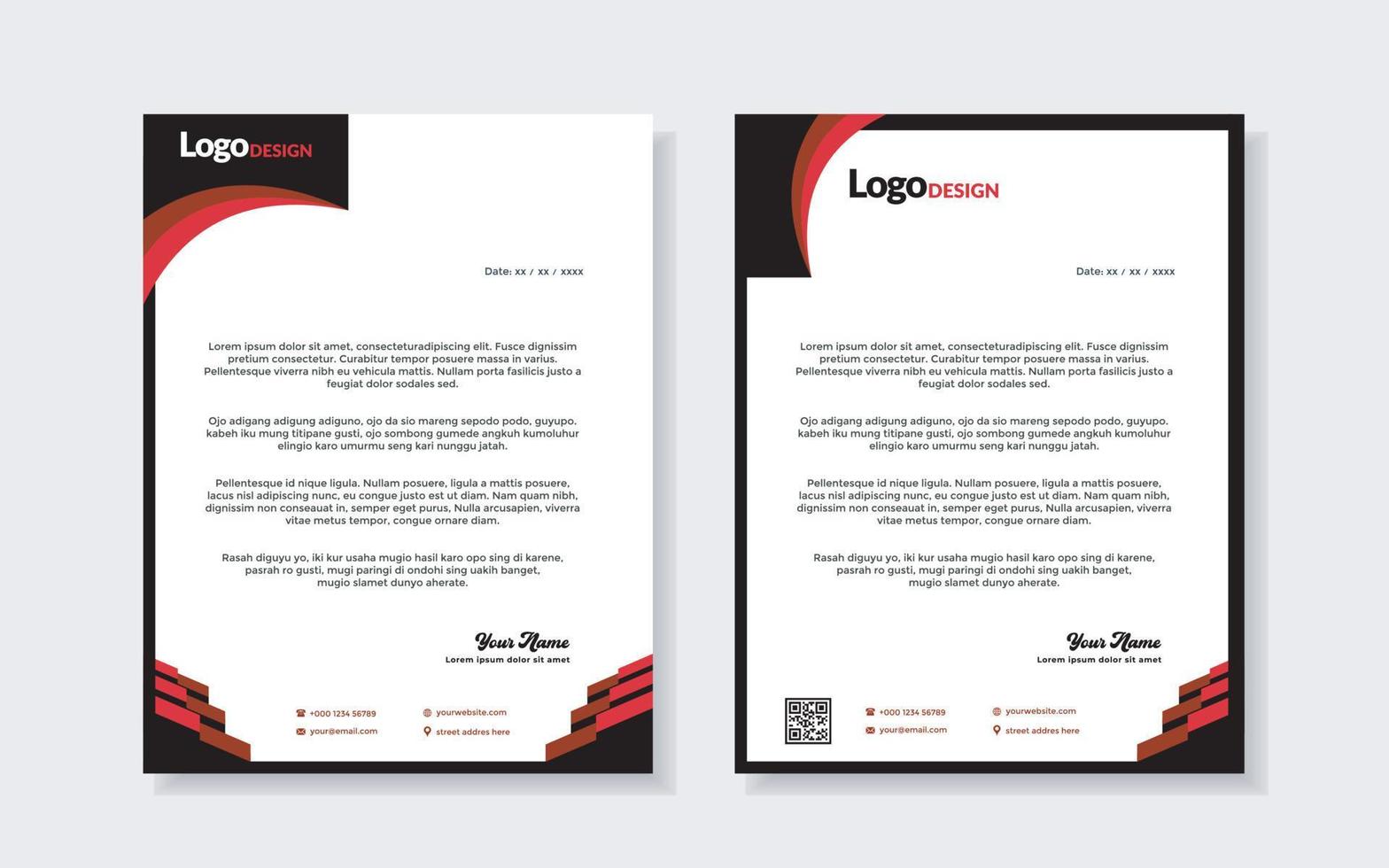 set of modern letterhead template for stationery design all business corporate company. vector format editable A4. for download.