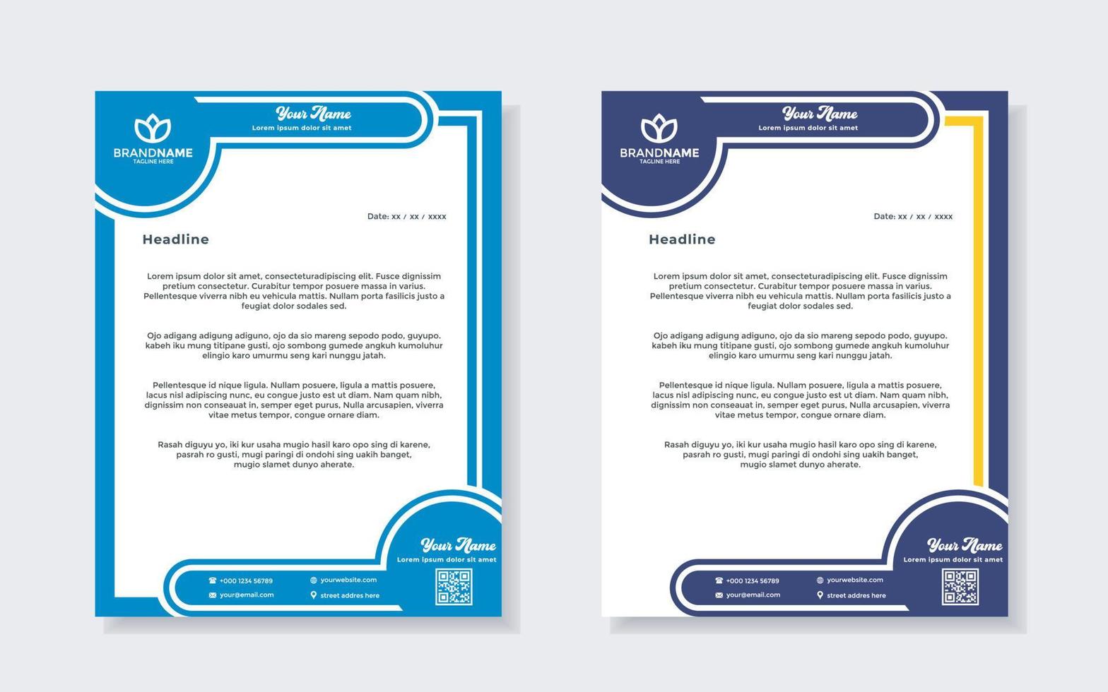 modern letterhead template for stationery design all business company. vector format editable A4. for download.