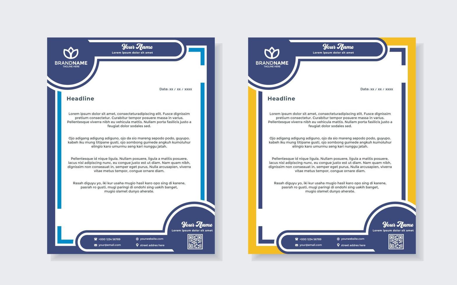 set of modern letterhead template for stationery design all business company. vector format editable A4. for download.