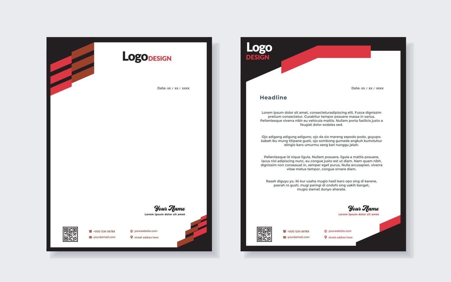 set of modern letterhead template for stationery design all business corporate company. vector format editable A4. for download.