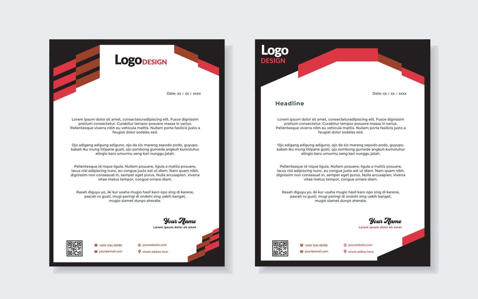 set of modern letterhead template for stationery design all business corporate company. vector format editable A4. for download.