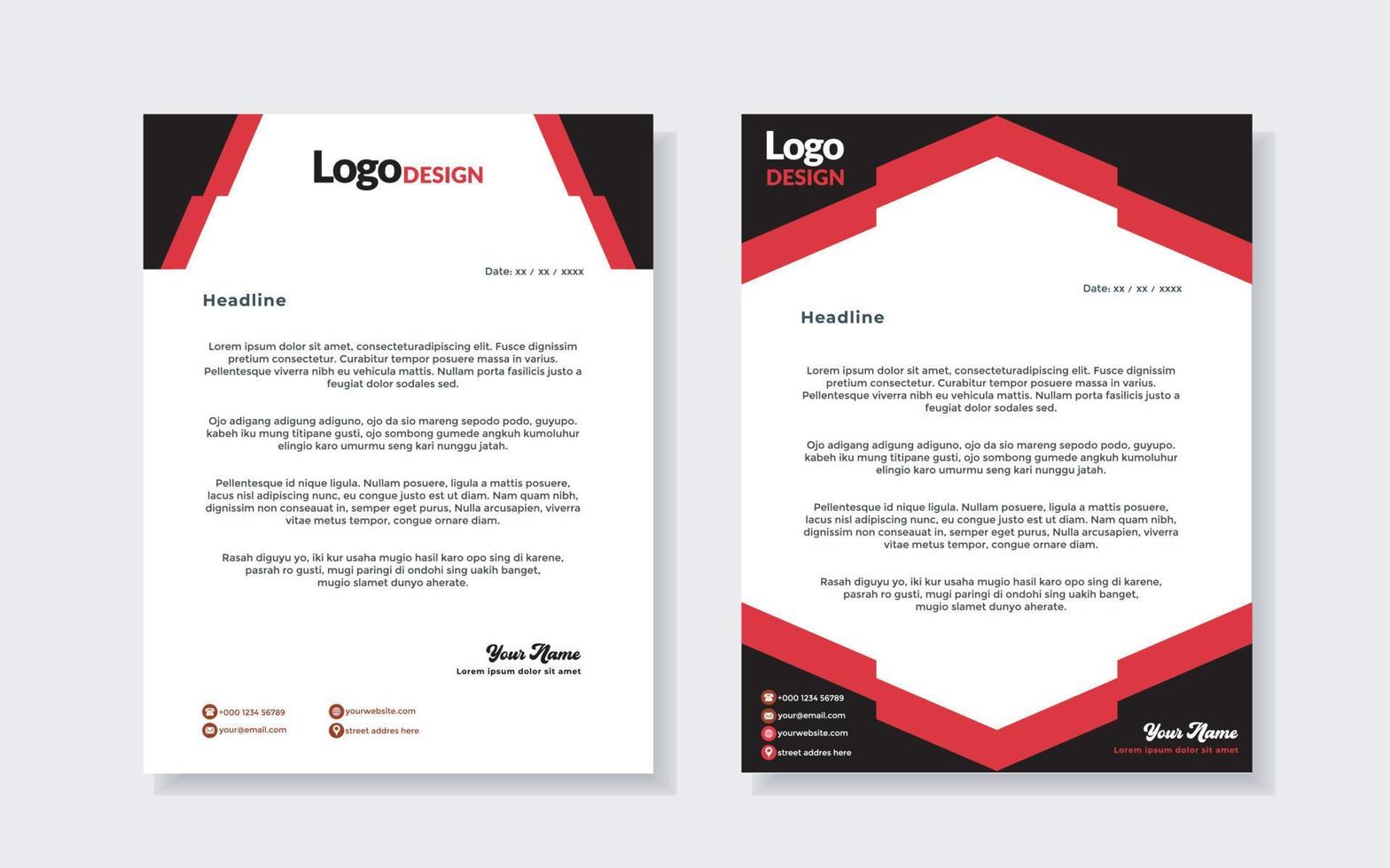 set of modern letterhead template for stationery design all business corporate company. vector format editable A4. for download.