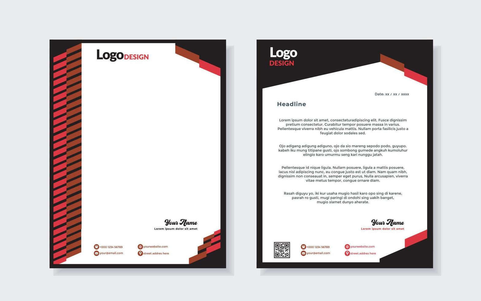 set of modern letterhead template for stationery design all business corporate company. vector format editable A4. for download.