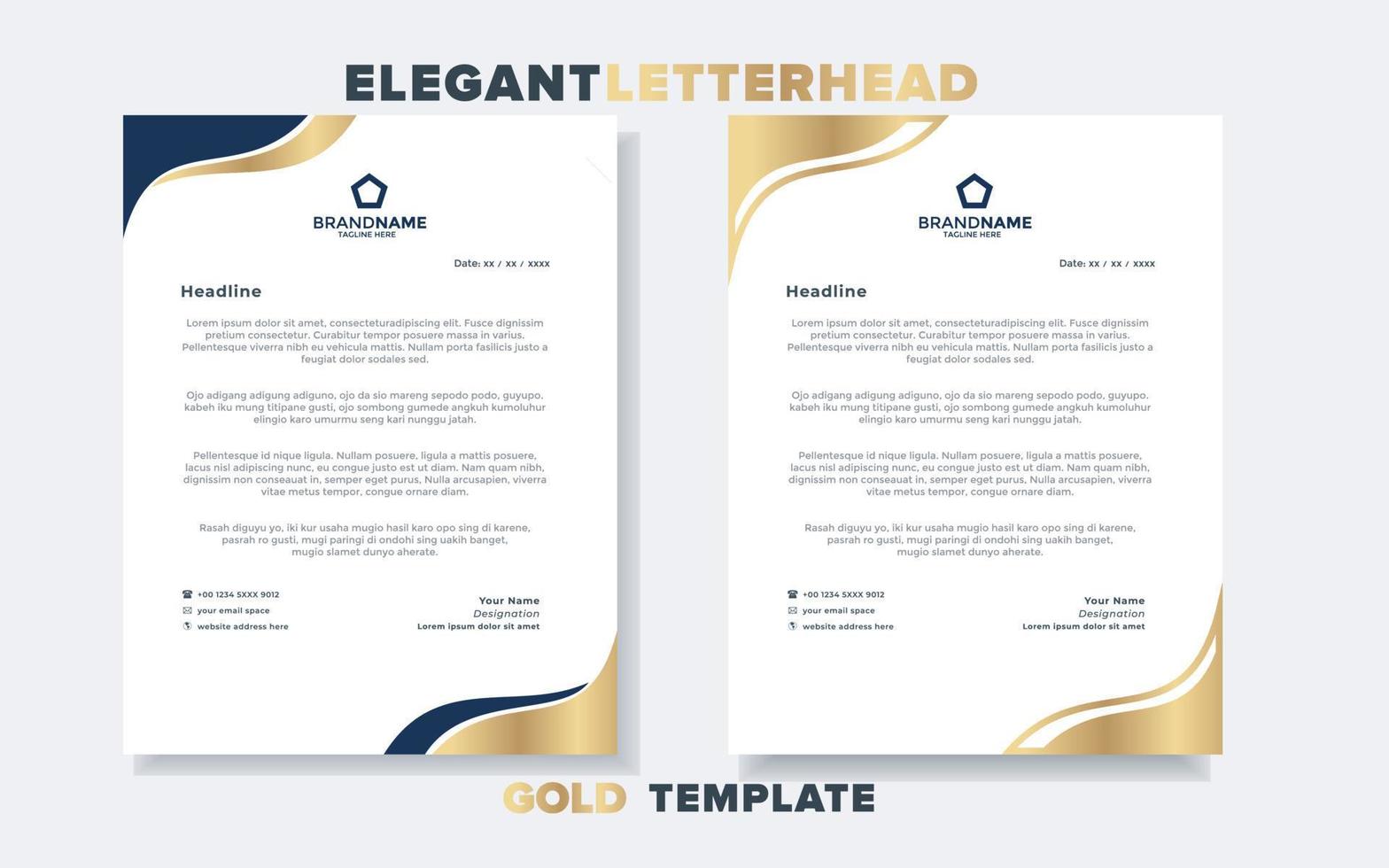 modern luxury golden letterhead design template for stationary for business corporation editable format eps10 vector