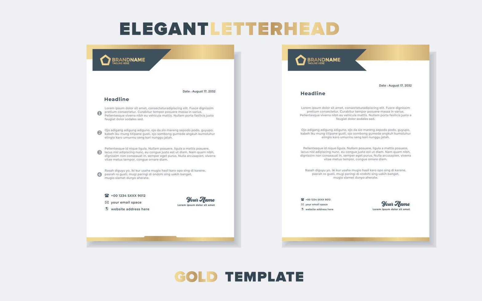 modern luxury golden letterhead design template for stationary for business corporation editable format eps10 vector