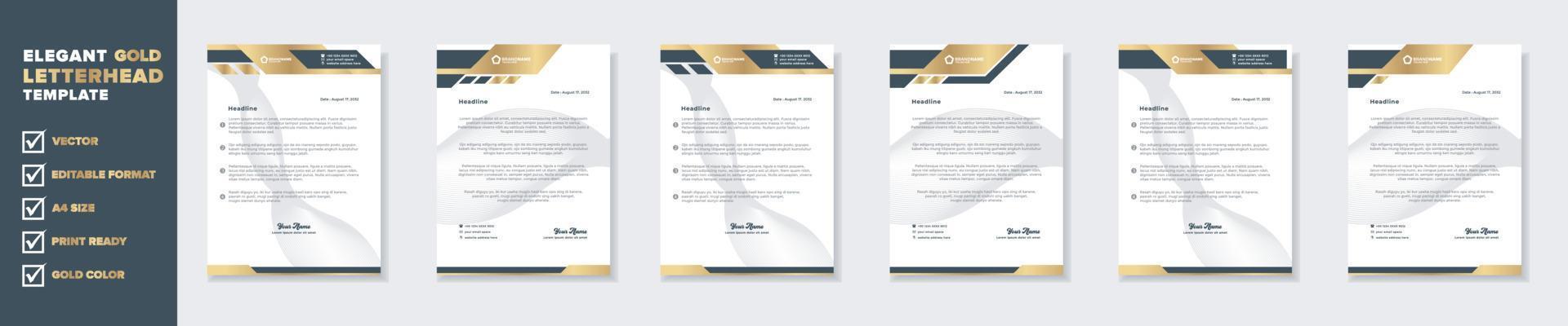 luxury golden letterhead design template for stationary for business corporation editable format eps10 vector