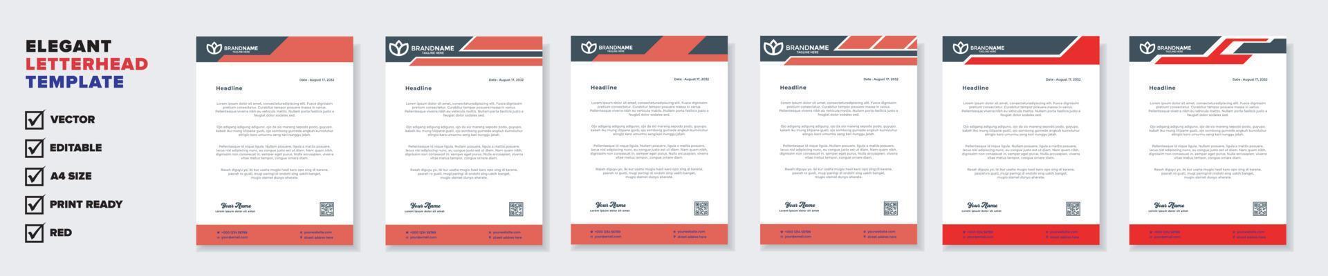 set of modern letterhead template for stationery design all business corporate company. vector format editable A4. for download.