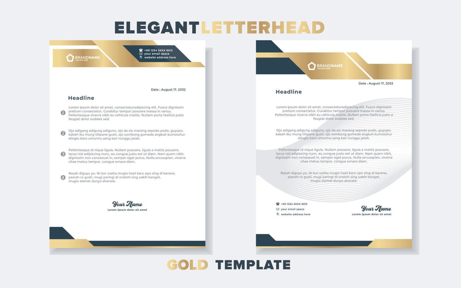 luxury golden letterhead design template for stationary for business corporation editable format vector