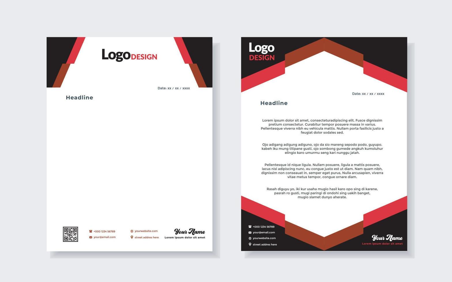 set of modern letterhead template for stationery design all business corporate company. vector format editable A4. for download.
