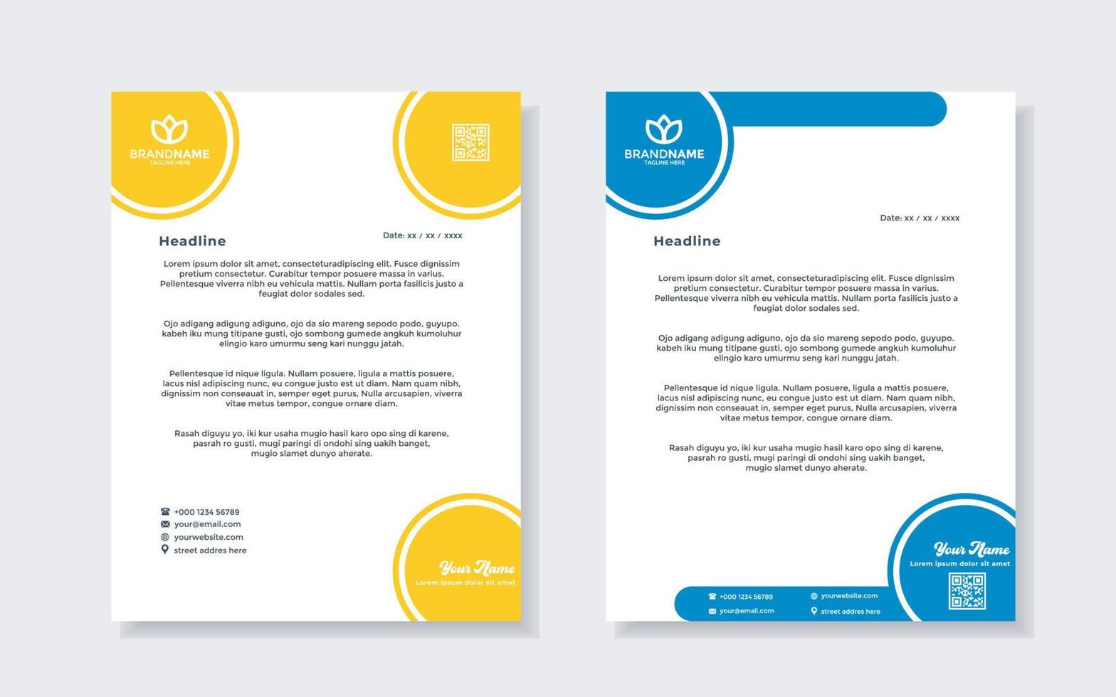 set of modern letterhead template for stationery design all business company. vector format editable A4. for download.