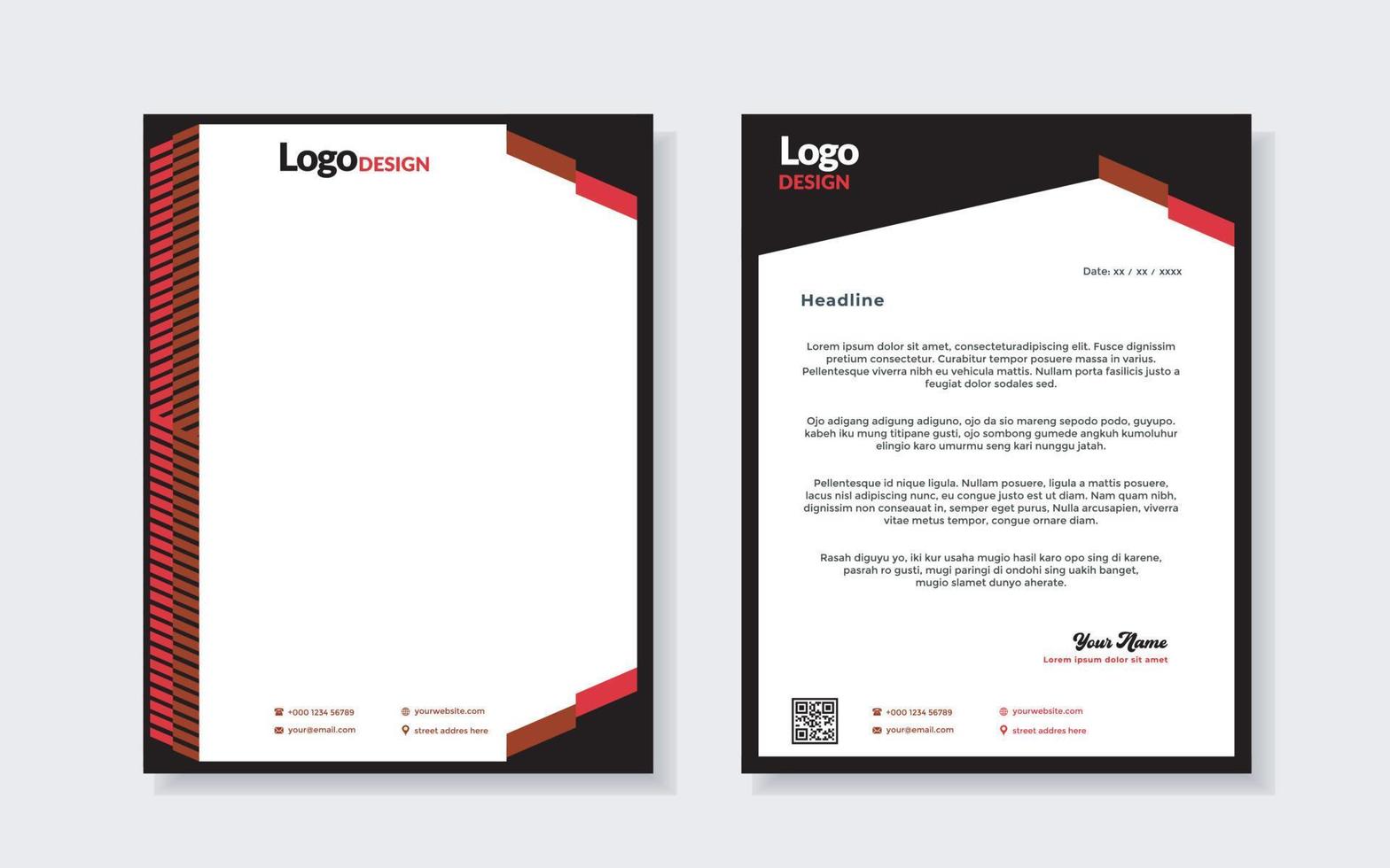 set of modern letterhead template for stationery design all business corporate company. vector format editable A4. for download.