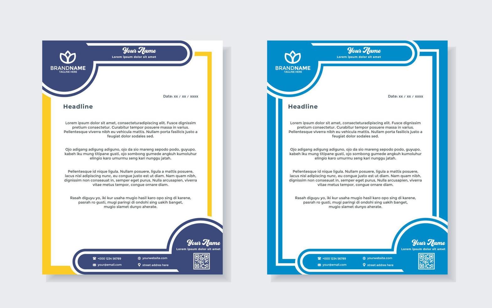 set of modern letterhead template for stationery design all business company. vector format editable A4. for download.