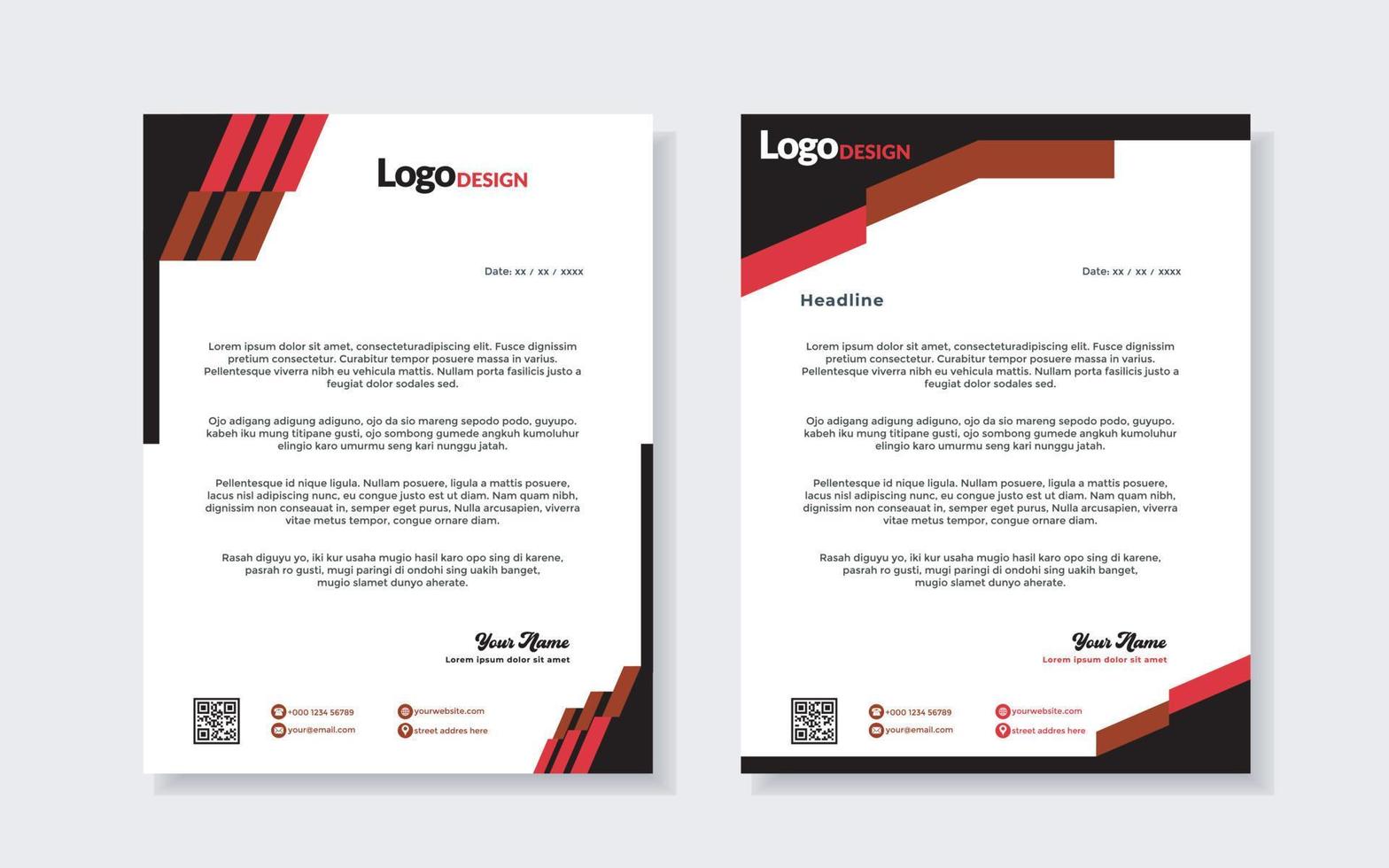 set of modern letterhead template for stationery design all business corporate company. vector format editable A4. for download.