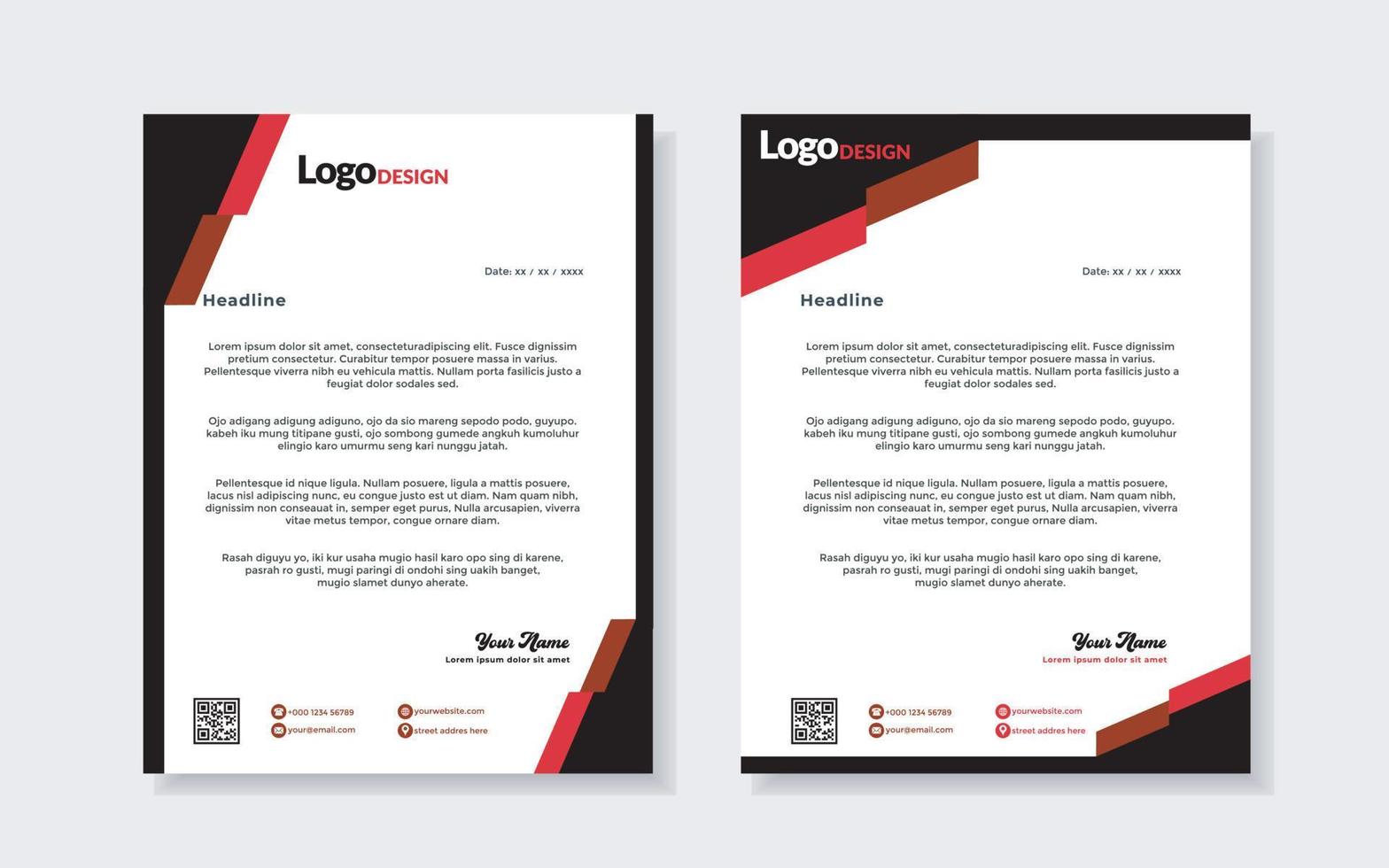 set of modern letterhead template for stationery design all business corporate company. vector format editable A4. for download.
