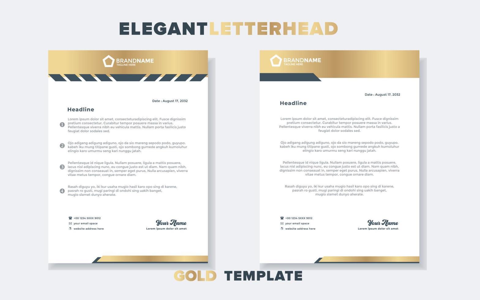 modern luxury golden letterhead design template for stationary for business corporation editable format eps10 vector