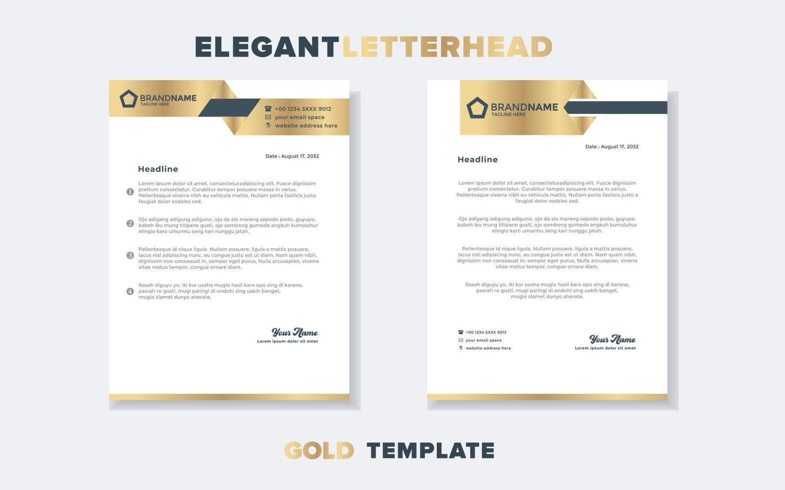 modern luxury golden letterhead design template for stationary for business corporation editable format eps10 vector