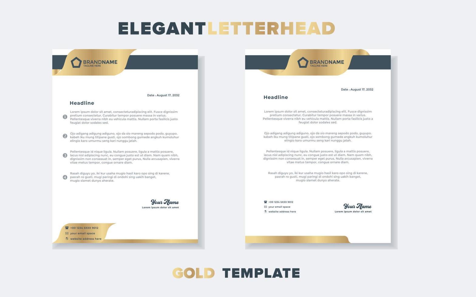 luxury golden letterhead design template for stationary for business corporation editable format vector