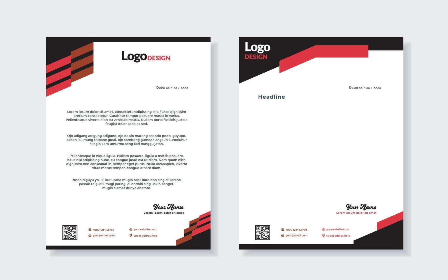 set of modern letterhead template for stationery design all business corporate company. vector format editable A4. for download.