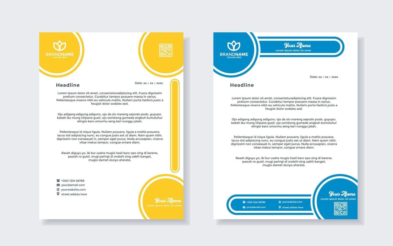set of modern letterhead template for stationery design all business company. vector format editable A4. for download.