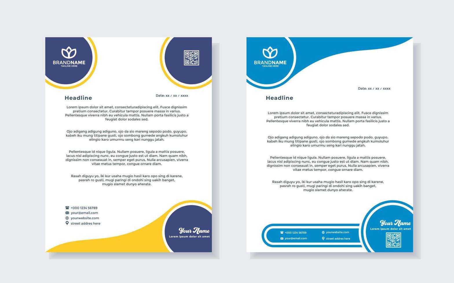 set of modern letterhead template for stationery design all business company. vector format editable A4. for download.