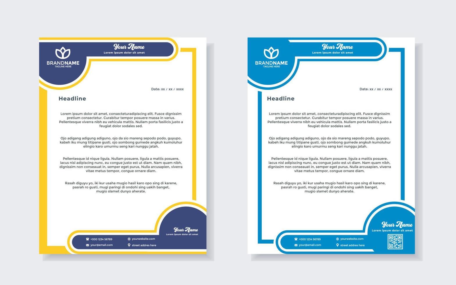 set of modern letterhead template for stationery design all business company. vector format editable A4. for download.